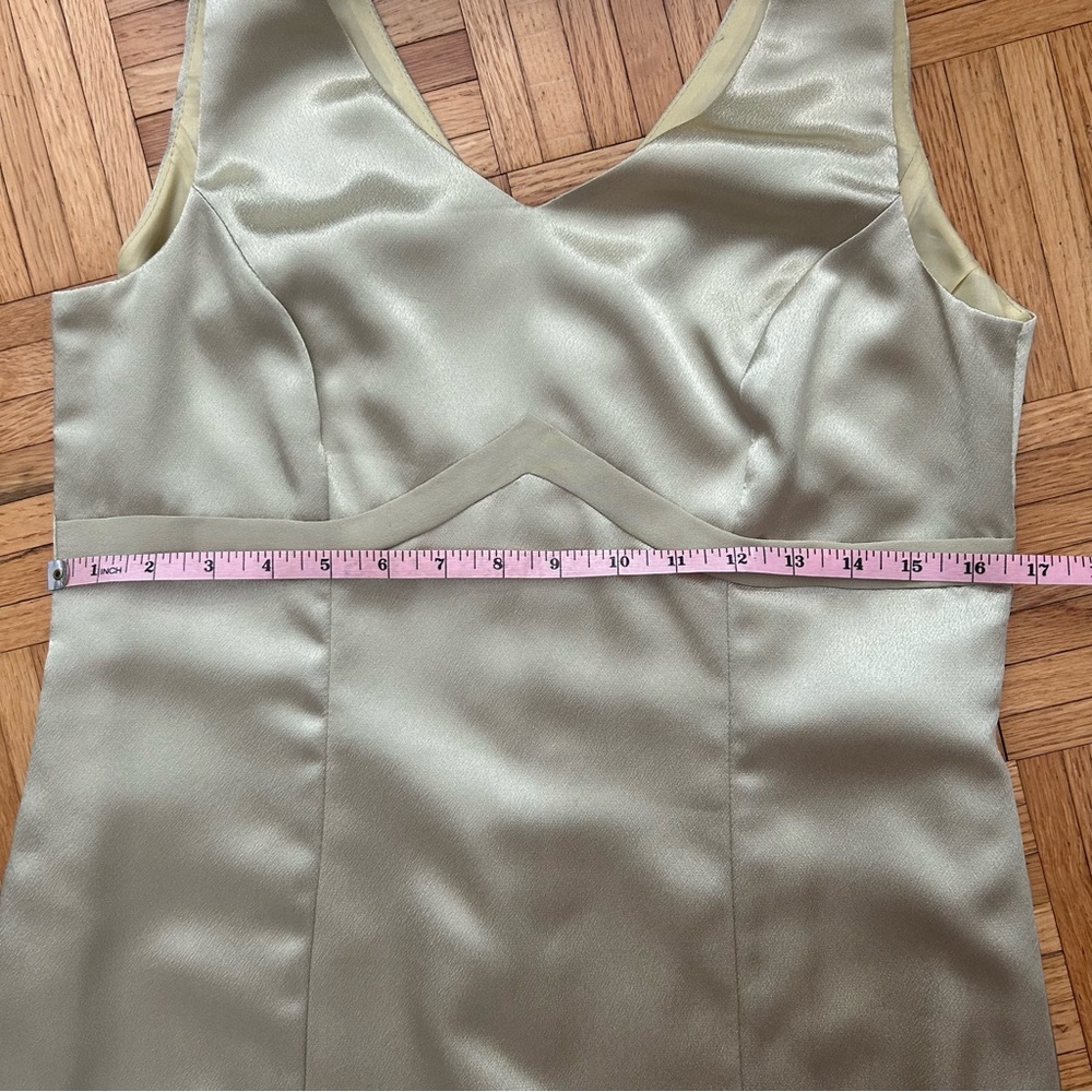 Vintage Y2K Green Champagne Satin Maxi Dress - Picture 9 of 9